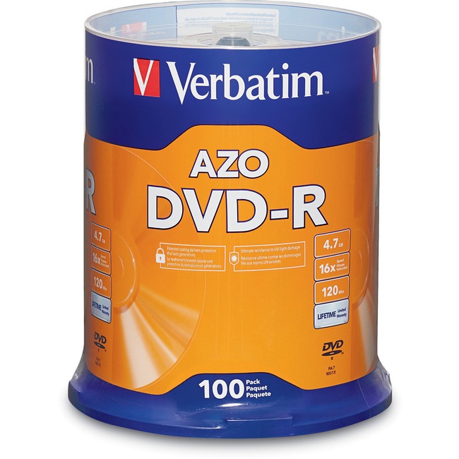 Picture of Verbatim DVD-R 4.7GB 16x 100 Pack on Spindle